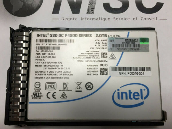 HP - SSD 2To NVMe/PCIe - P/N : P00411-001 - GEN 9/10