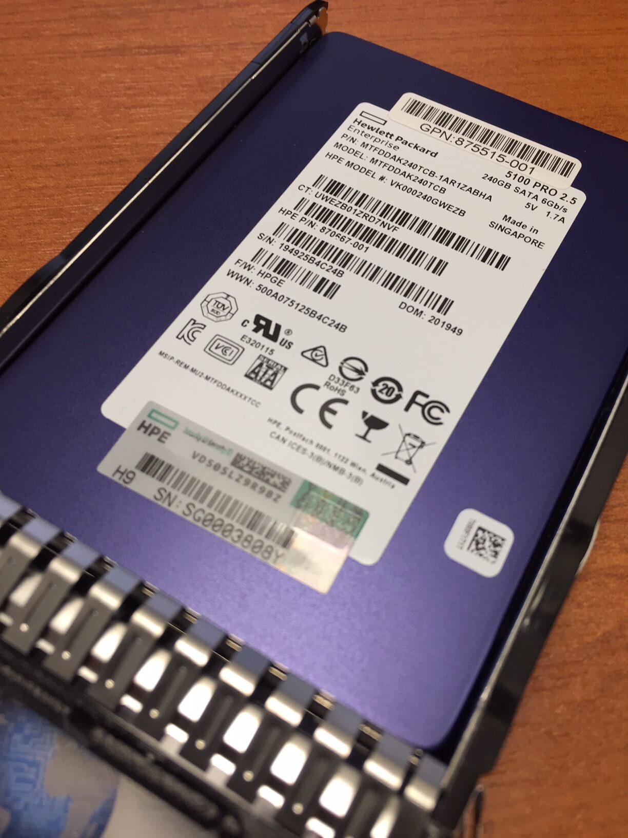 HPe - SSD 480Go - Intel DC S3610 - HP/N : 878846-001 / 877013-002