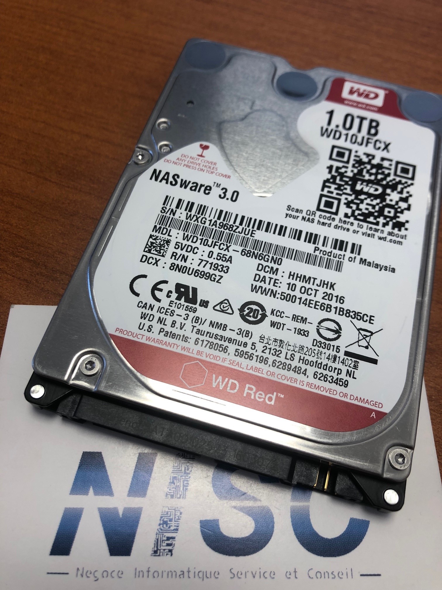 Western Digital - HDD 1To SATA 2,5- NASware 3.0 - WD10JFCX